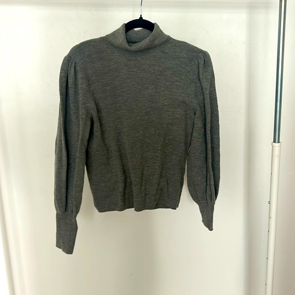 J. Crew grey turtle neck L. 100% merino wool.